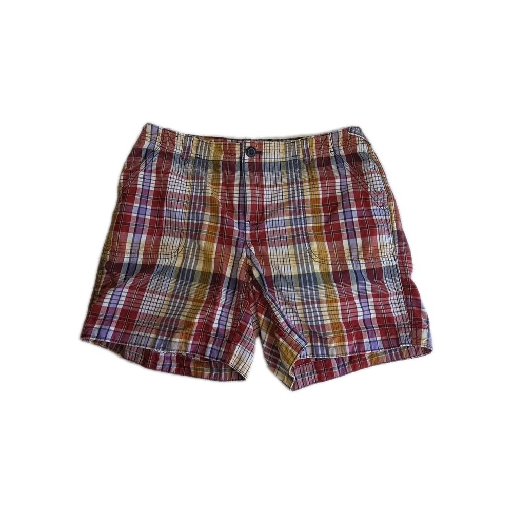 Eddie Bauer Shorts Women 12 Mercer Fit Plaid Chino Casual Multicolor PREPPY - Picture 2 of 9